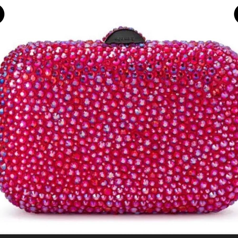 OLGA BERG Casey Hot Fix Crystal Clutch - Fuchsia - Picture 5 of 13